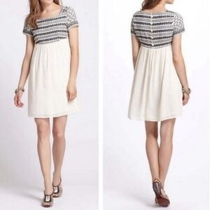 HD in Paris Anthropologie Cream Embroidered Sleeveless Dress Sz Small
